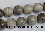 CSL12 15.5 inches 12mm round silver leaf jasper beads wholesale