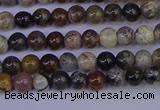 CSL210 15.5 inches 4mm round black silver leaf jasper beads