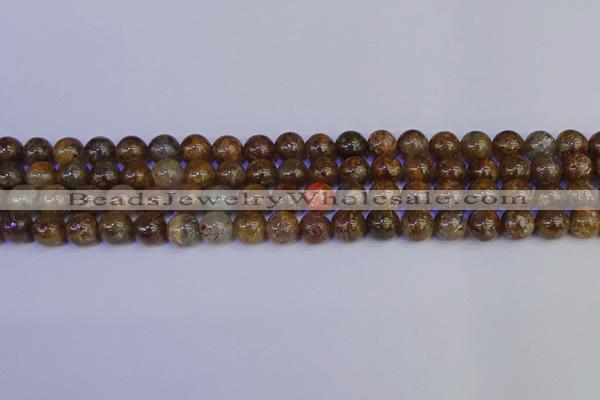 CSL222 15.5 inches 8mm round gold leaf jasper beads wholesale