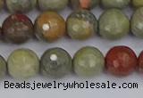 CSL232 15.5 inches 8mm faceted round silver leaf jasper beads