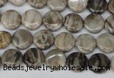 CSL27 15.5 inches 10mm flat round silver leaf jasper beads wholesale