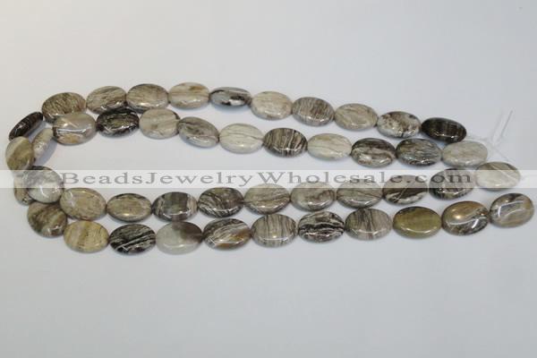 CSL43 15.5 inches 13*18mm oval silver leaf jasper beads wholesale