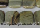 CSL60 15.5 inches 20*20mm square silver leaf jasper beads wholesale