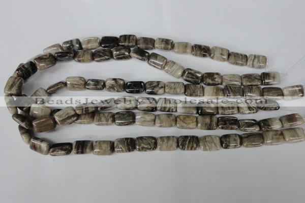 CSL66 15.5 inches 10*14mm rectangle silver leaf jasper beads wholesale