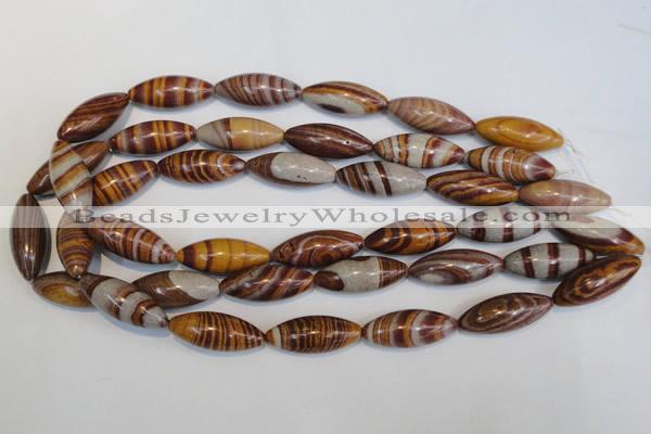 CSL80 15.5 inches 12*30mm rice silver leaf jasper beads wholesale