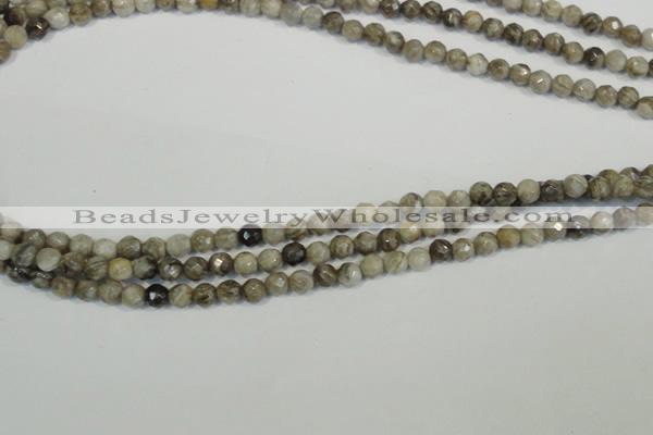 CSL90 15.5 inches 4mm faceted round silver leaf jasper beads wholesale