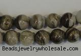 CSL92 15.5 inches 10mm round silver leaf jasper beads wholesale