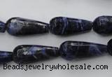 CSO365 15.5 inches 9*20mm faceted teardrop natural sodalite beads