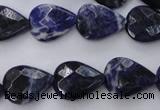 CSO385 15.5 inches 13*17mm faceted flat teardrop natural sodalite beads