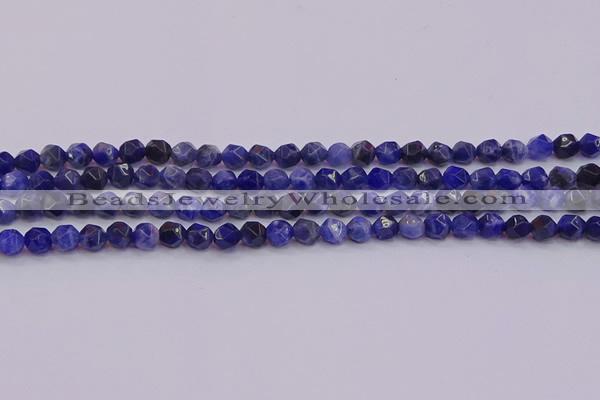 CSO551 15.5 inches 6mm faceted nuggets sodalite gemstone beads