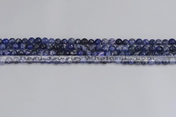 CSO558 15.5 inches 4mm faceted round sodalite gemstone beads