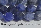 CSO567 15.5 inches 10mm faceted nuggets matte sodalite beads