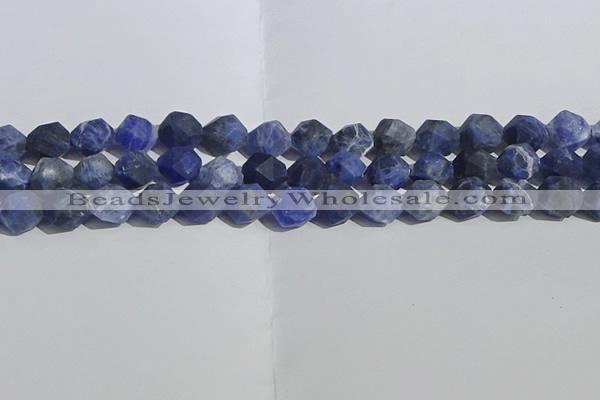 CSO568 15.5 inches 12mm faceted nuggets matte sodalite beads