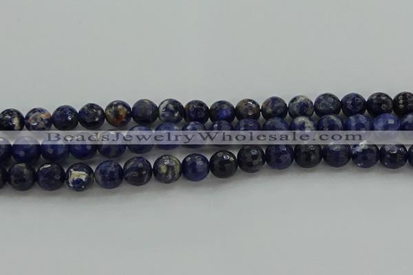 CSO644 15.5 inches 10mm faceted round sodalite gemstone beads