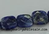 CSO726 15.5 inches 12*12mm faceted square sodalite gemstone beads