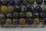 CSO751 15.5 inches 6mm faceted round orange sodalite beads