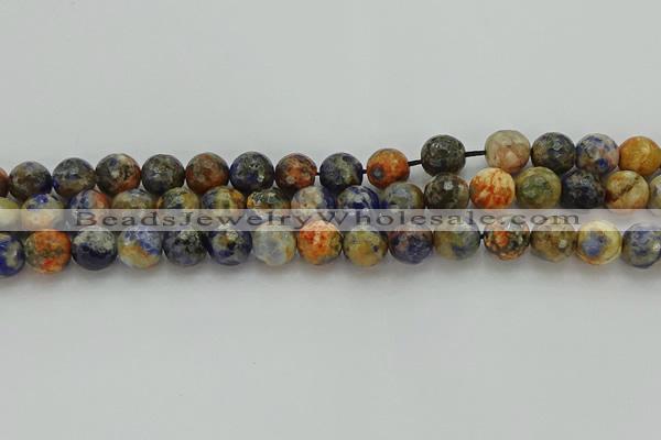 CSO753 15.5 inches 10mm faceted round orange sodalite beads