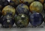 CSO755 15.5 inches 14mm faceted round orange sodalite beads