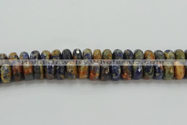 CSO766 15.5 inches 9*16mm faceted rondelle orange sodalite beads