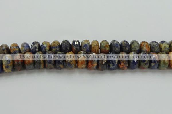 CSO767 15.5 inches 10*18mm faceted rondelle orange sodalite beads