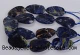 CSO821 15.5 inches 30*50mm - 32*52mm flat teardrop orange sodalite beads