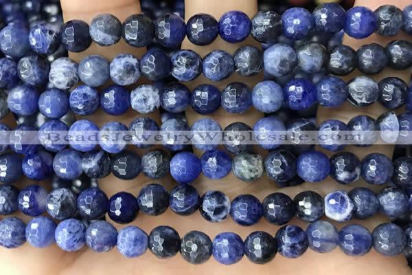 CSO846 15 inches 6mm faceted round sodalite beads wholesale