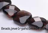 CSQ09 14*14mm faceted square natural smoky quartz bead Wholesale