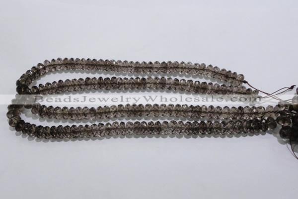 CSQ110 5*10mm faceted rondelle grade AA natural smoky quartz beads