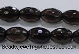 CSQ113 12*16mm faceted rice grade AA natural smoky quartz beads