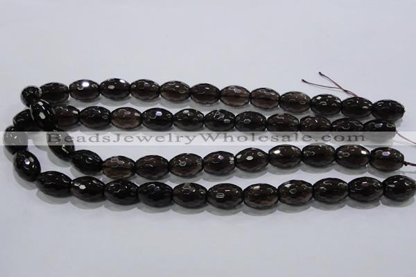 CSQ113 12*16mm faceted rice grade AA natural smoky quartz beads