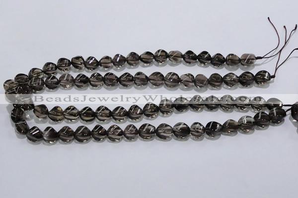 CSQ116 9*12mm twisted rice grade AA natural smoky quartz beads