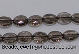 CSQ117 8*10mm facetad oval grade AA natural smoky quartz beads