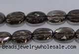 CSQ118 10*14mm facetad oval grade AA natural smoky quartz beads