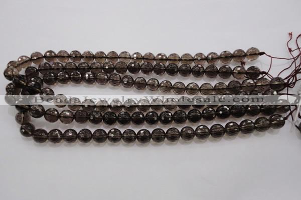 CSQ131 15.5 inches 10mm faceted round grade AA natural smoky quartz beads