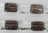 CSQ157 15.5 inches 12*16mm rectangle white crystal & smoky quartz beads