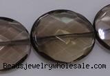 CSQ215 25*30mm faceted oval grade AA natural smoky quartz beads