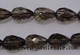 CSQ243 10*14mm faceted teardrop grade AA natural smoky quartz beads