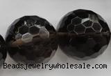 CSQ248 15.5 inches 25mm faceted round grade AA natural smoky quartz beads