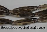 CSQ260 15.5 inches 8*28mm faceted rice natural smoky quartz beads