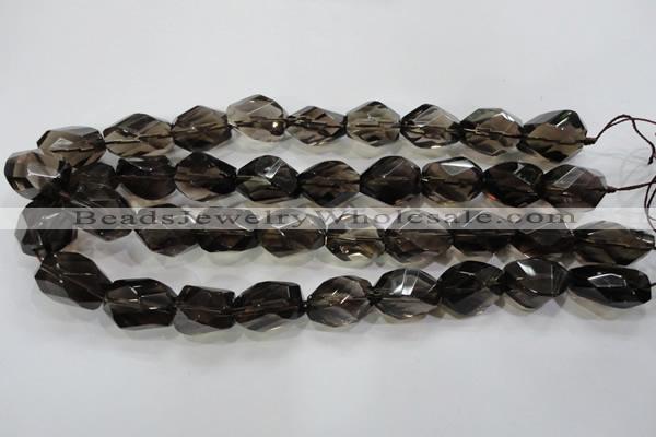 CSQ265 15.5 inches 15*20mm faceted nuggets smoky quartz beads