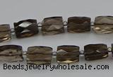 CSQ270 15.5 inches 8*10mm faceted rectangle smoky quartz beads