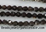 CSQ351 15.5 inches 6mm faceted nuggets smoky quartz beads