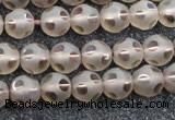 CSQ502 15.5 inches 8mm faceted round matte smoky quartz beads