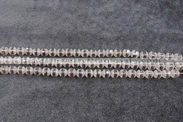 CSQ506 15.5 inches 6mm faceted round matte smoky quartz beads