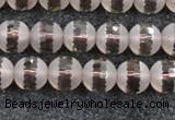 CSQ507 15.5 inches 8mm faceted round matte smoky quartz beads