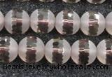 CSQ509 15.5 inches 12mm faceted round matte smoky quartz beads