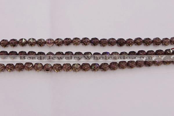 CSQ526 15.5 inches 6mm faceted nuggets smoky quartz gemstone beads