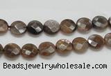 CSS104 15.5 inches 8mm faceted coin natural sunstone beads wholesale