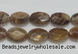 CSS107 15.5 inches 10*14mm faceted oval natural sunstone beads wholesale