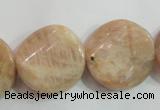 CSS256 15.5 inches 20mm twisted coin natural sunstone beads